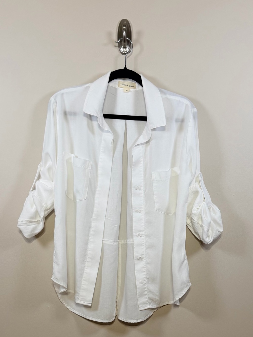 Anthropologie Cloth & Stone Ava Split Back Shirt White M - Picture 16 of 17